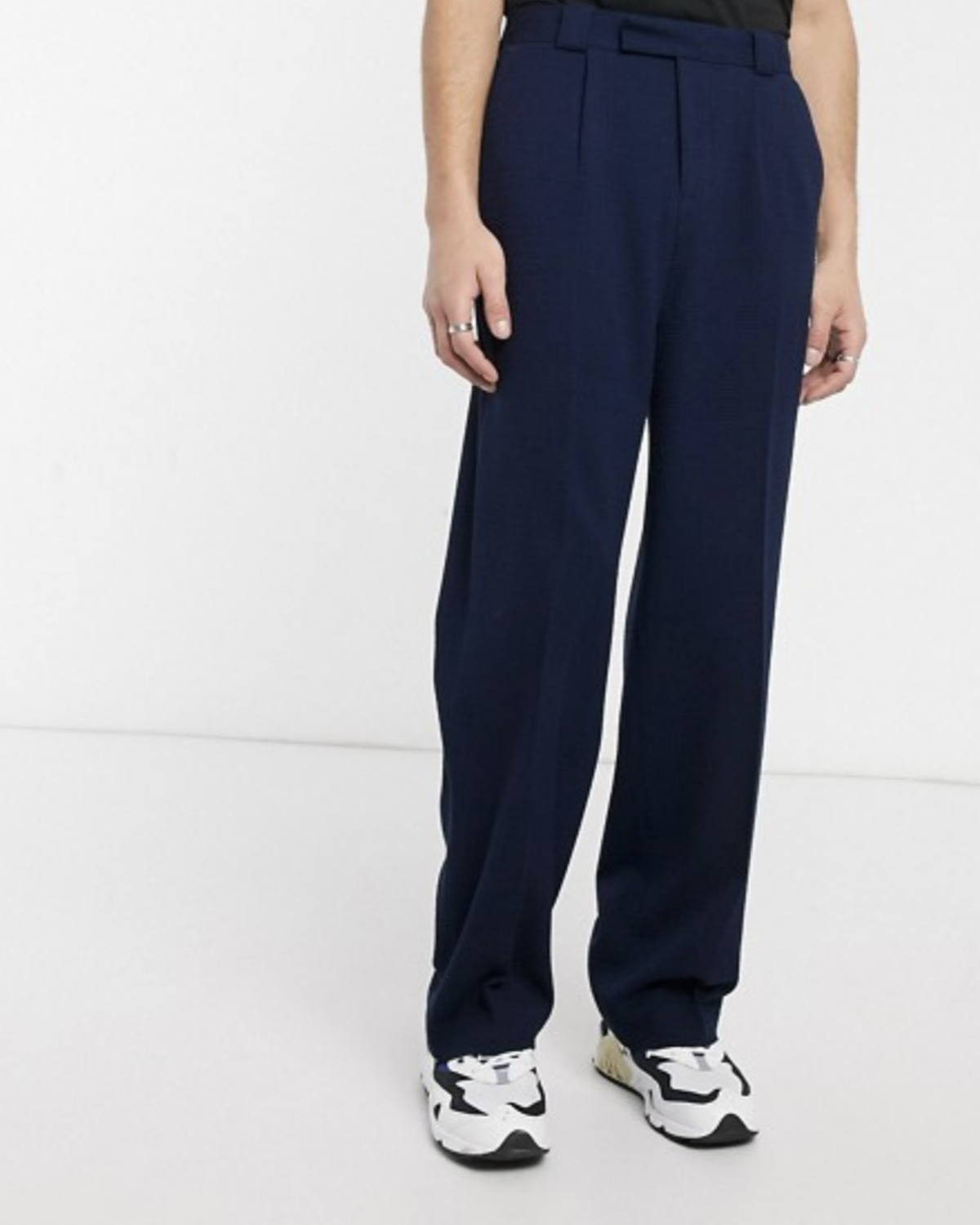 Темно-синие широкие строгие брюки ASOS DESIGN
